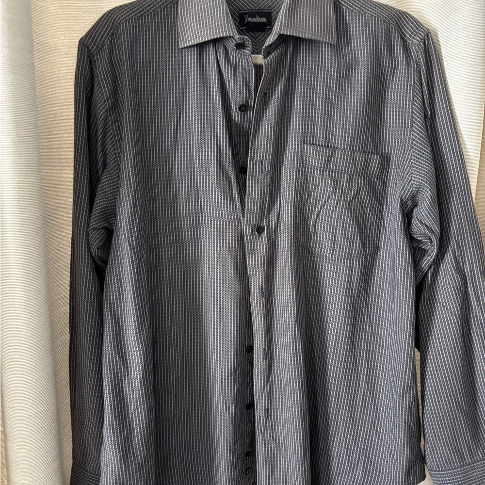 Neiman Marcus Black and Gray Checkered Shirt